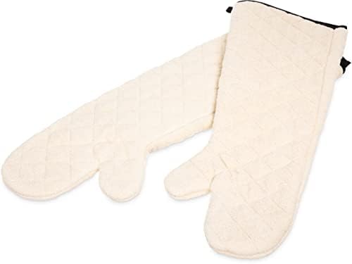San Jamar Oven Mitt Heat Protection Steam Barrier Machine Washable 24in tan
