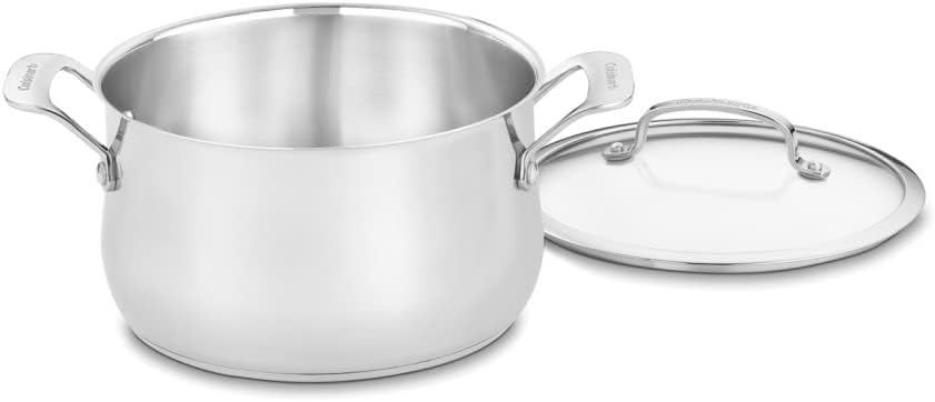 Cuisinart Contour Stainless 5-Quart Dutch Oven with Glass Cover Silver