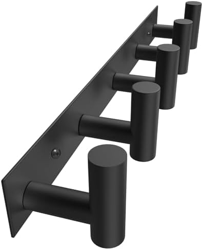 Black Coat Hat Rack with 5 Hooks for Organization