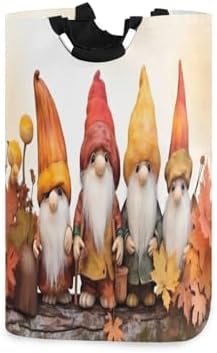 Collapsible Storage Hamper with Handles Autumn Gnomes Design Waterproof Durable