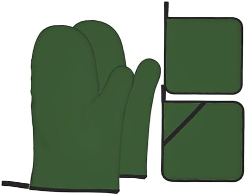 Curdesi 4PCS Oven Mitts Set - Heat Resistant Designated for Cooking BBQ
