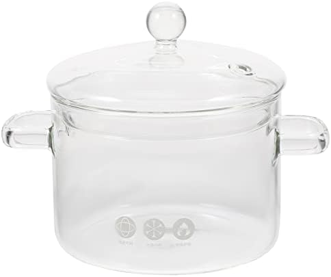 High-Borosilicate Glass Noodle Pot with Cover 1500ml Double Ear Stew Pot