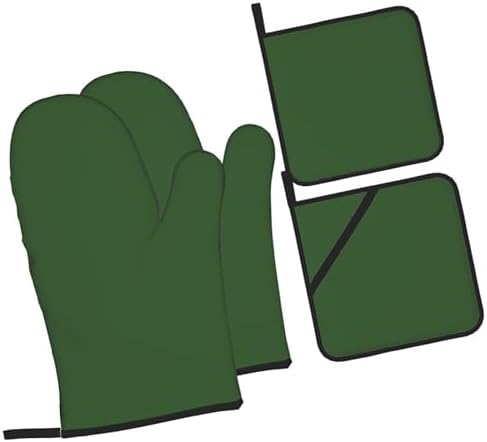 Curdesi 4PCS Oven Mitts Set - Heat Resistant Designated for Cooking BBQ