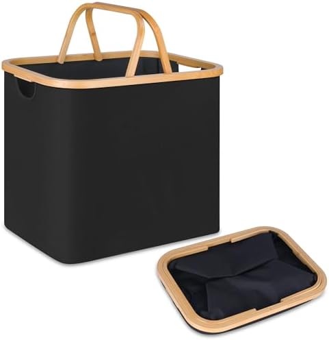 Efluki 60L Black Collapsible Laundry Basket with Handles