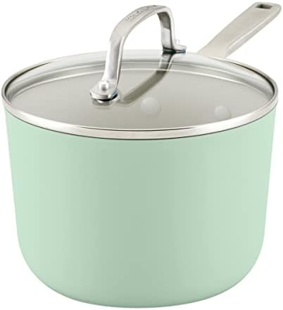 KitchenAid Hard Anodized Ceramic Nonstick 3 Quart Sauce Pan with Lid Pistachio