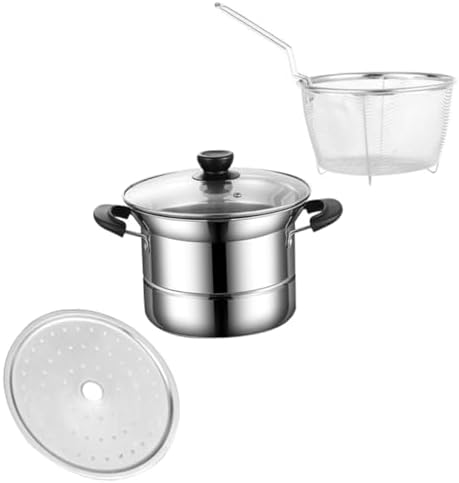 Stainless Steel Soup Saucepan Set with Lid and Steaming Basket