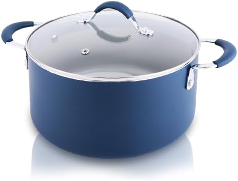NutriChef Dutch Oven Pot with Tempered Glass Lid - 5 Quart Non-Stick