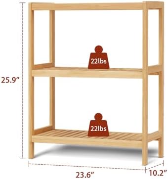 HLXZN 3-Tier Bamboo Freestanding Shelf Unit