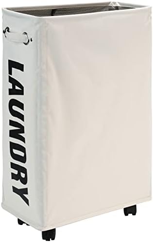 Collapsible Durable Easy to Use 25-Inch Slim Laundry Basket on Wheels