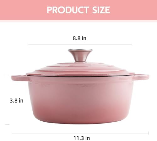 Oven Safe 3 Quart Enameled Cast Iron Dutch Oven Pot with Lid