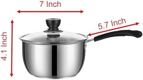 Yikangheng 13 Quart Stainless Steel Saucepan with Lid and Long Handle