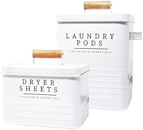 KOANEssentials Farmhouse Laundry Pods Dryer Sheets Container Set