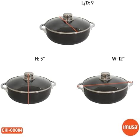 IMUSA 32Qt Nonstick Charcoal Dutch Oven with Glass Lid