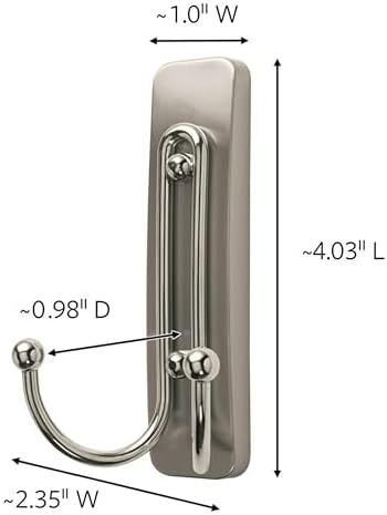 Command Large Brushed Nickel Double Hooks or Your Name HangingWallHolderWithAdhesiveStrips HoldsUpTo4Pounds