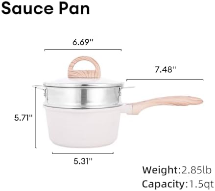 JEETEE 15 Quart Nonstick Saucepan with Steamer Basket PFOA-Free Heat-Resistant