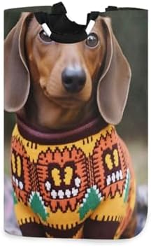 Kigai Collapsible Laundry Basket with Handles Cute Dachshunds Portable Large Waterproof Organizer