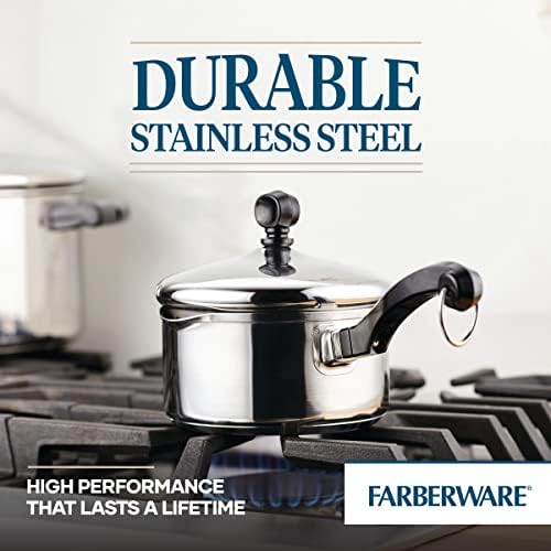 Farberware Classic Stainless Steel 1-Quart Straining Saucepan Silver