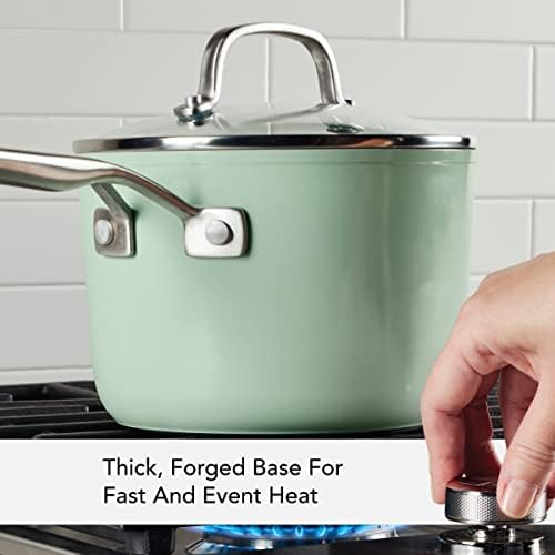 KitchenAid Hard Anodized Ceramic Nonstick 3 Quart Sauce Pan with Lid Pistachio