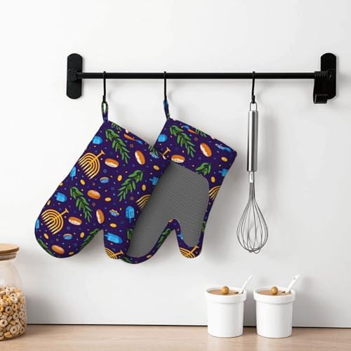 Happy Hanukkah jewish festival oven mitts WJJUOA