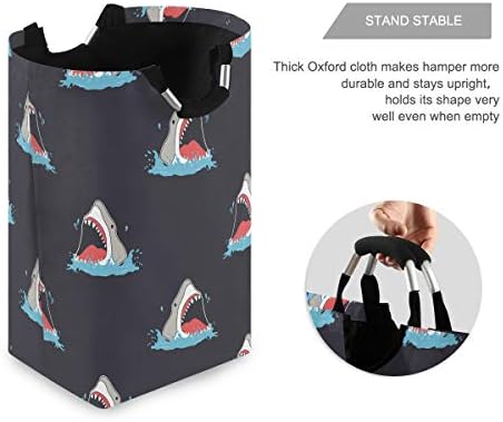 Susiyo Foldable Laundry Basket with Handles and Unique Shark Pattern