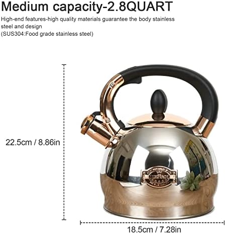 Stainless Steel Whistling Tea Kettle with 28 Quart Capacity