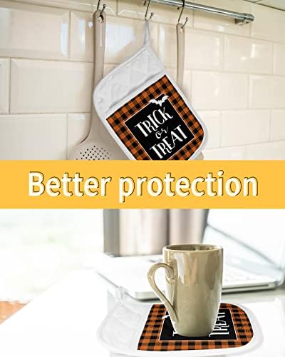 Halloween Buffalo Check Pot Holder Pads