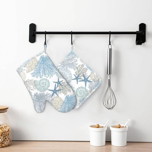 Nautical Coastal Oven Mitts Set