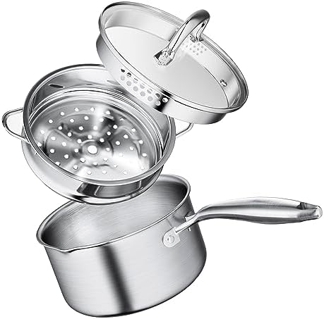 Leetaltree 15 Quart Stainless Steel Saucepan with Steamer Basket
