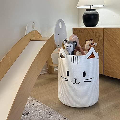 Cute Cat Basket White INDRESSME Tall Laundry Basket for Kids Cats