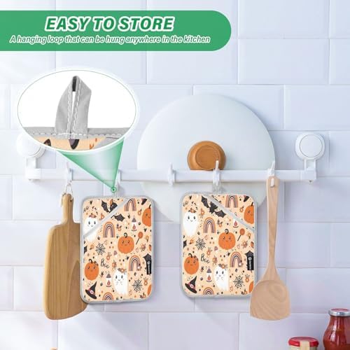 YETTASBIN Halloween Pumpkin Ghost Potholder Set 2 Pack