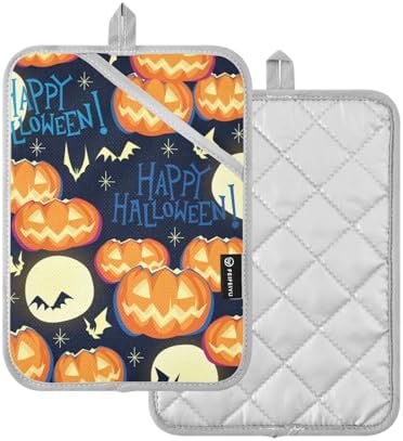 creative Halloween Orange Pumpkins Potholders Set for Kitchen Heat Protection
