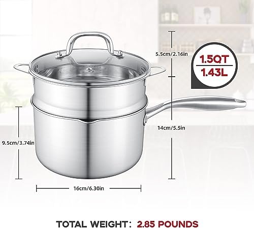 15 Quart Stainless Steel Saucepan with Steamer Basket