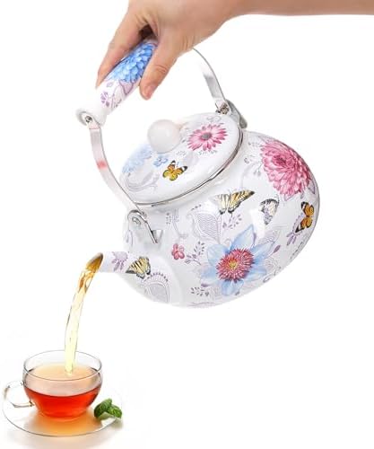 Yopay Vintage Enamel Tea Kettle 26 Quart