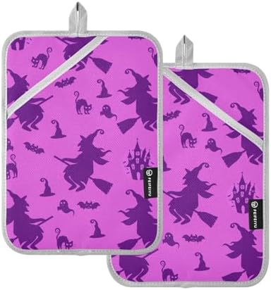 Heat-Resistant Halloween Witch Hat Potholders Set for Baking