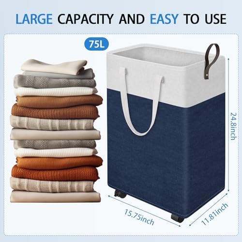 Durable Space-Saving Rolling Laundry Basket with Wheels