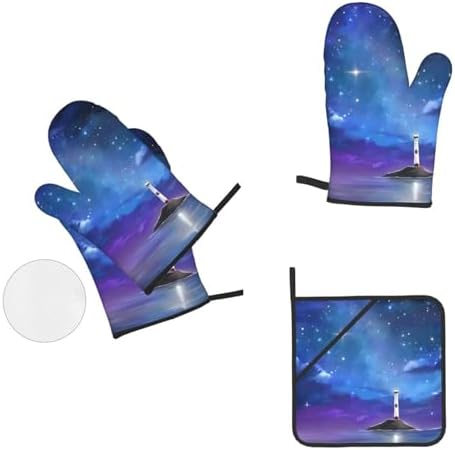 Northern Lights Oven Mitts Pot Holders Heat-Resistant and Durable Cooking Essentials