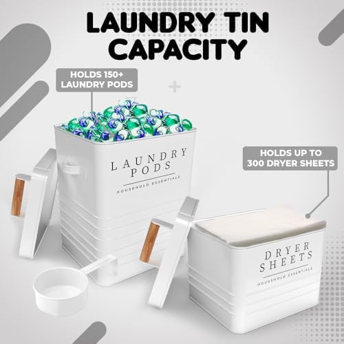 KOANEssentials Farmhouse Laundry Pods Dryer Sheets Container Set