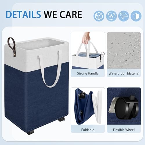 Durable Space-Saving Rolling Laundry Basket with Wheels
