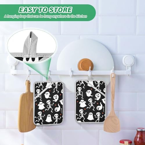 2-Piece Halloween Skeleton Pot Holder Set