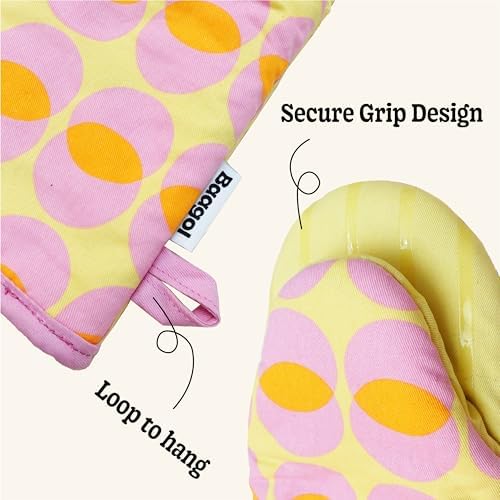 Baagol Premium Heat-Resistant Cotton Oven Mitt Set with Non-Slip Grips