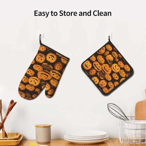 XHHRRDNZ Halloween pumpkin Oven Mitts Set of 2