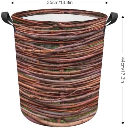 MEIKKO Woven Branches Laundry Basket with Waterproof Coating