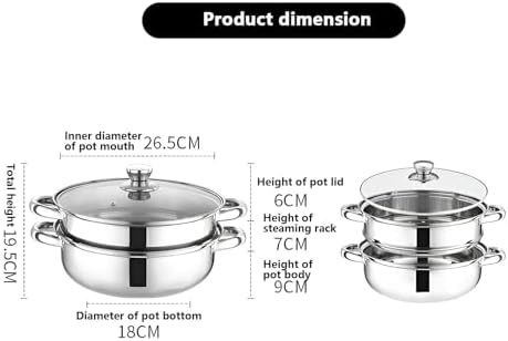 AIZYR Double-Layer Steam Pot with Lid for Cooking Stew Pasta Perfect