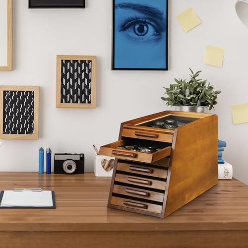 GlikCeil 7-Tier Knife Display Case with Felt Bottom and Glass Top