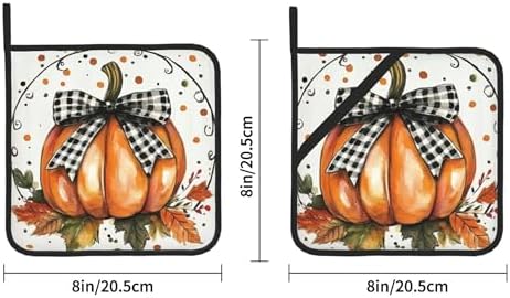 Orange Polka Dots Fall Pumpkin Pot Holder Set of 2