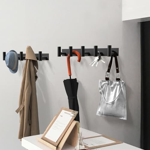 Black Coat Hat Rack with 5 Hooks for Organization