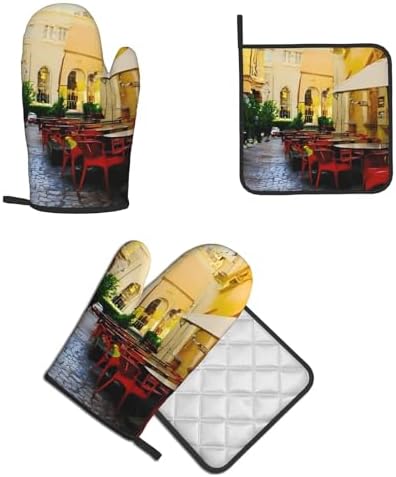 Italian Old Street Elegance Non-Slip Oven Mitt Set