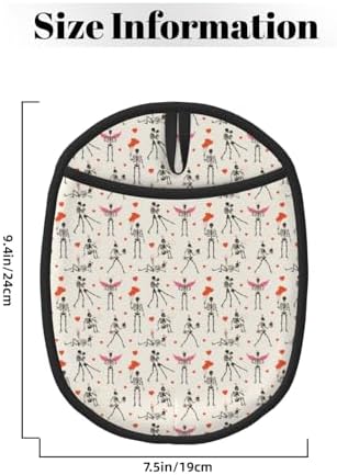 Buewutiry Halloween Love Skull Oven Mitts with Pocket and Hanging Loop