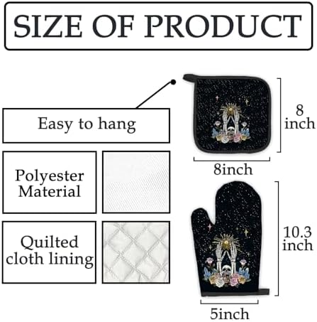 mouthwatering bone-structured black gothic oven mitts and pot holders sets