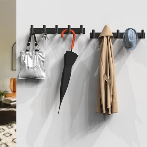 Black Coat Hat Rack with 5 Hooks for Organization